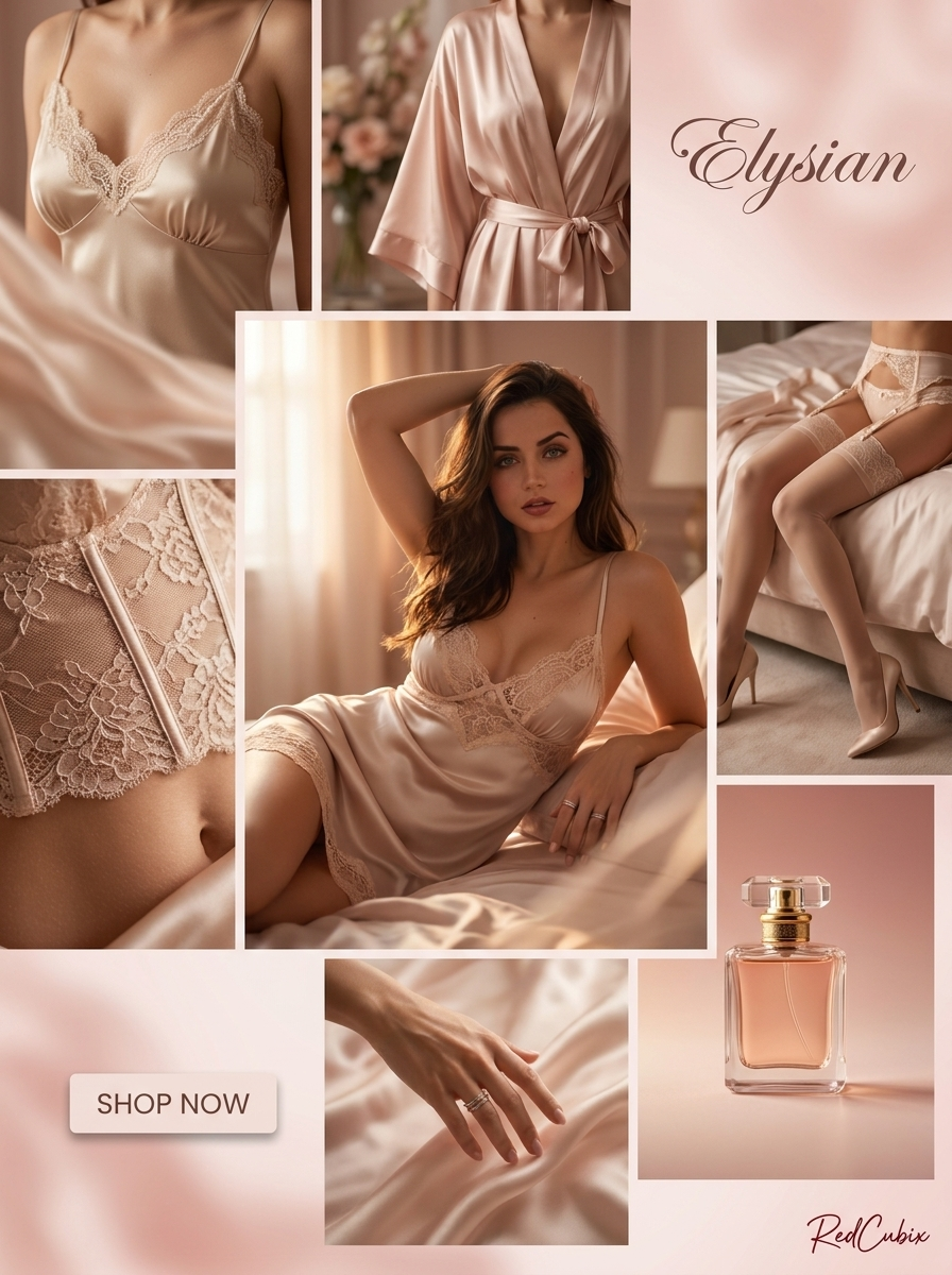 Voluptuous lingerie e-commerce ad, SNS feed, 3:4 ratio.LAY...